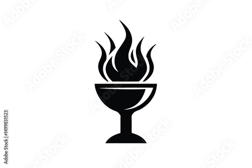 Fiery chalice silhouette burning flame design