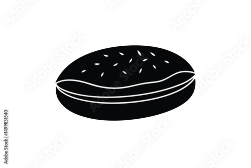 Delicious sesame seed bun silhouette bakery food
