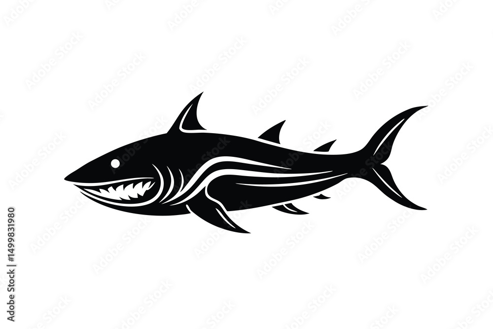 Powerful shark silhouette ocean predator aquatic animal Powerful shark silhouette ocean predator aquatic animal
