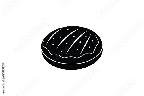 Delicious grilled burger patty silhouette icon