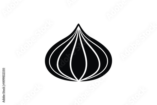 Single black onion silhouette vegetable icon graphic