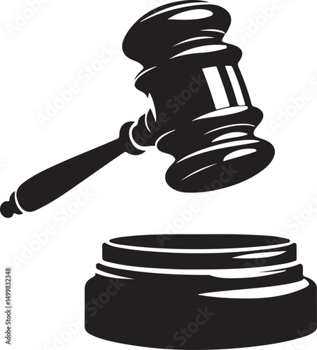 judge hammer silhouette vector illustration. justice gavel silhouette vector
