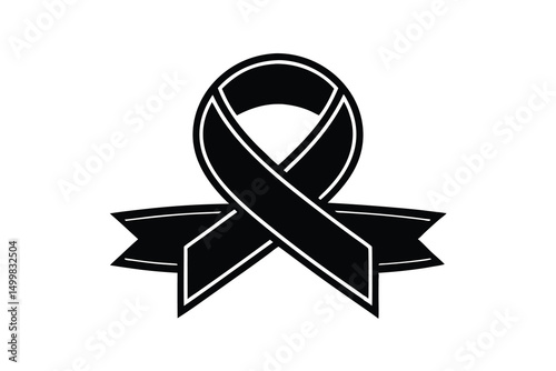 Black awareness ribbon silhouette support symbol