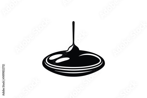 Dripping liquid filling a shallow bowl silhouette