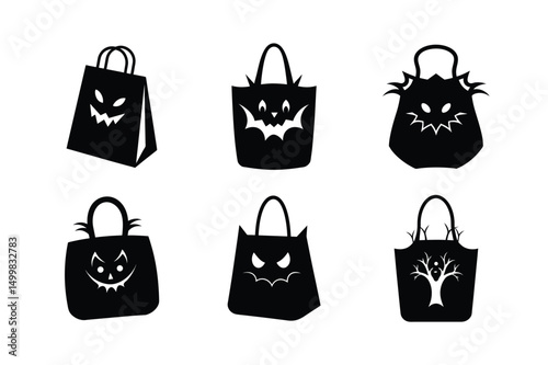 Halloween sopping Bag silhouette vector bundle  illustration, Halloween sopping Bag silhouette 