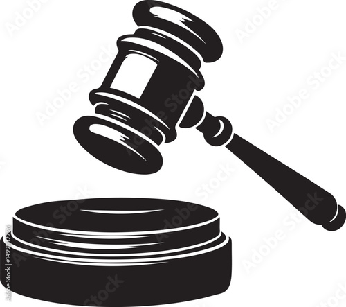 judge hammer silhouette vector illustration. justice gavel silhouette vector
