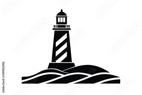 Lighthouse silhouette coastal icon nautical symbol