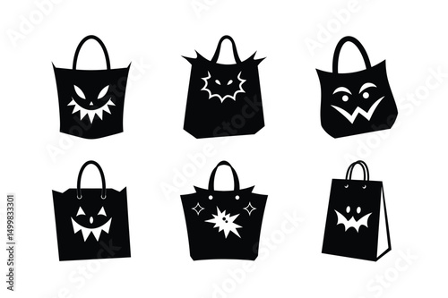 Halloween sopping Bag silhouette vector bundle  illustration, Halloween sopping Bag silhouette 