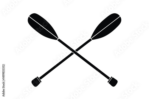Crossed kayak paddles silhouette water sport icon