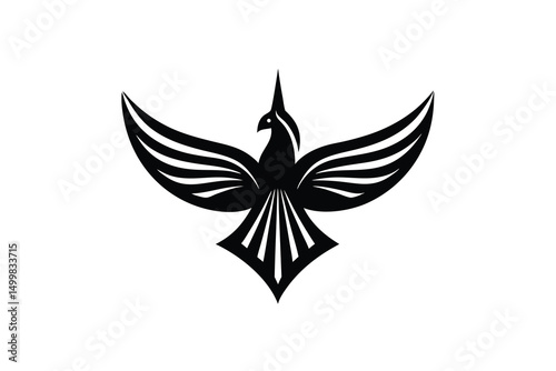 Majestic black bird silhouette wings spread soaring high