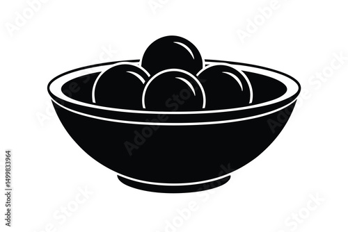 Sweet treats in a bowl silhouette simple design