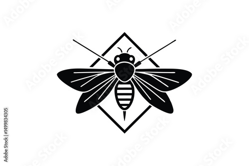 Elegant black silhouette bee insect logo design