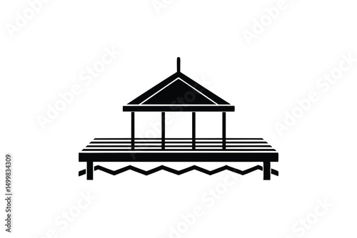 Lakeside gazebo silhouette dock summer vacation relaxation