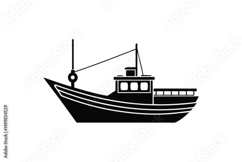 Fishing boat silhouette icon vector illustration