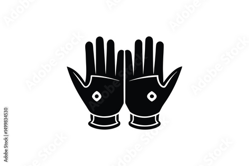 Black silhouette of a pair of gloves hands up