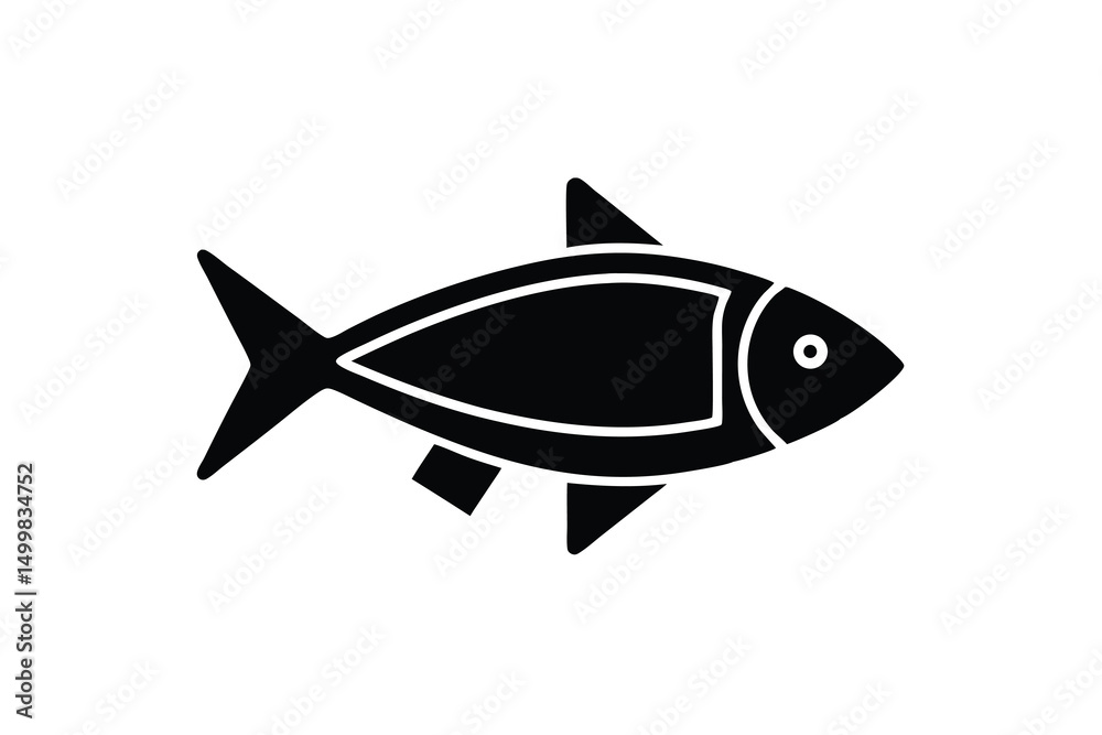 Fototapeta premium Simple black fish silhouette icon graphic design