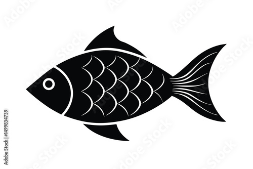 Black fish silhouette aquatic animal icon design