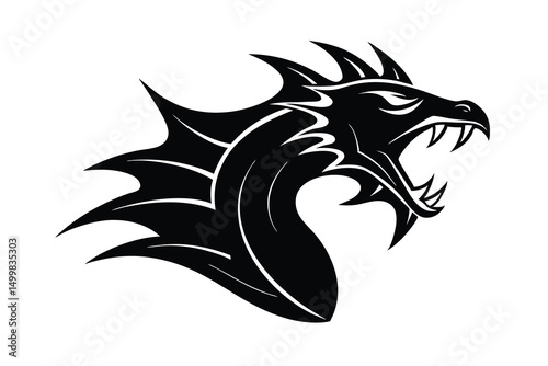 Fierce dragon head silhouette tribal tattoo design