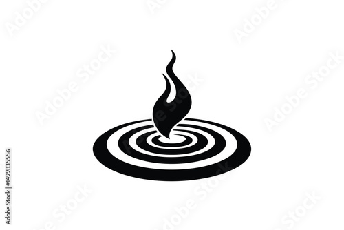 Abstract flame silhouette in water ripples design