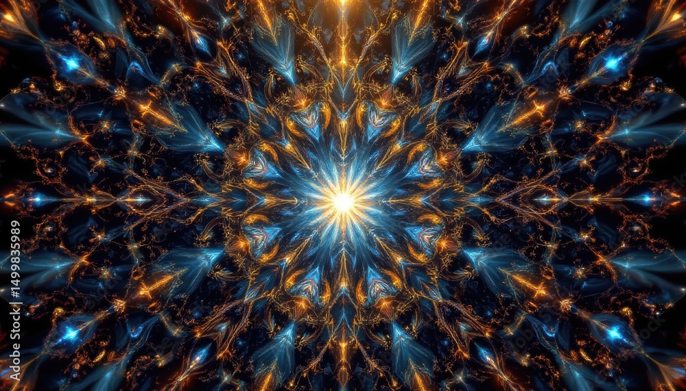 Fototapeta premium create a stunning digital fractal illustration showcasing intricate patterns and designs at the top of the image in radiant style