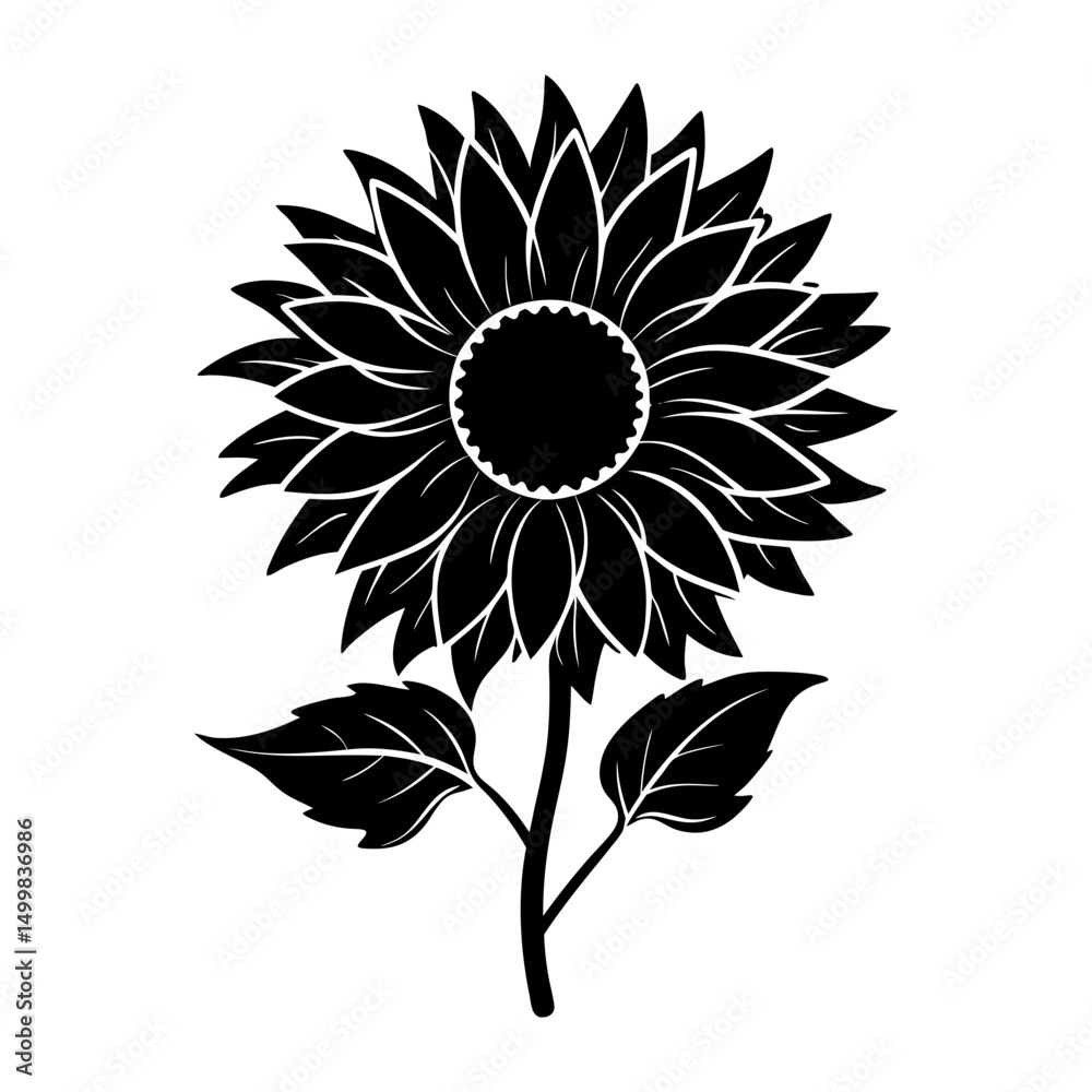 Fototapeta premium Sunflower Silhouette vector illustration