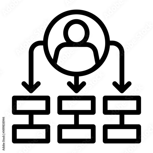 An icon representing business organization and structured teams. Ideal for management, company structure, networking, and strategic alignment. (Outline Style)