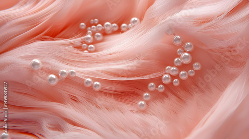 Abstract Pink Fabric Texture With White Pearls