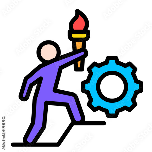 Leadership Torch  Icon Element For Design	