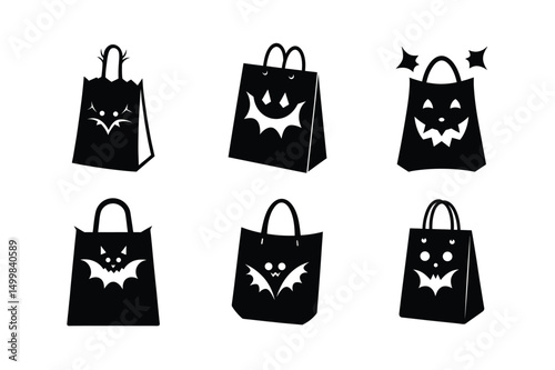 Halloween sopping Bag silhouette vector bundle  illustration, Halloween sopping Bag silhouette 