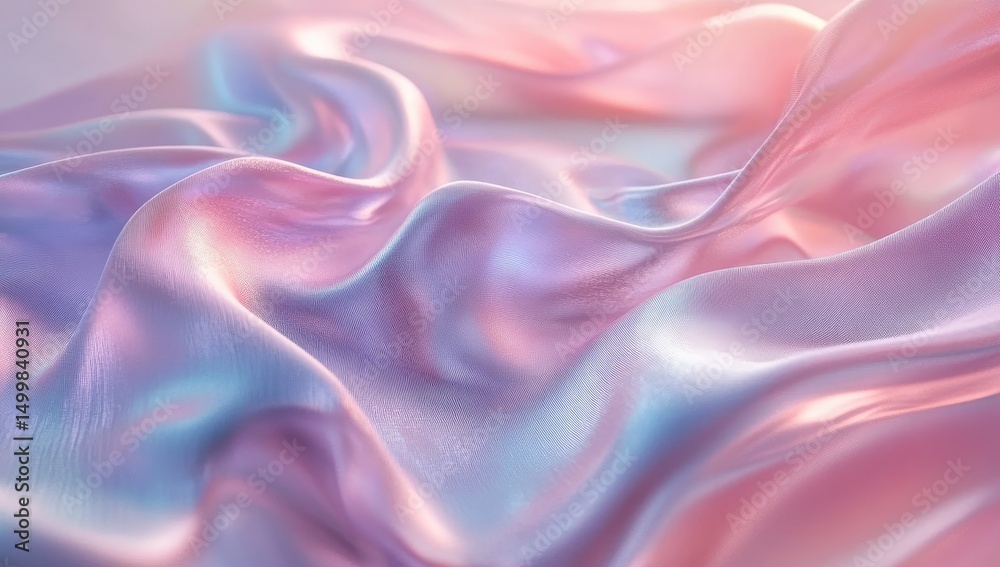 Obraz premium Soft, iridescent fabric folds in pastel pinks and blues (1)