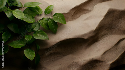 Textured Sand Background With Greenery