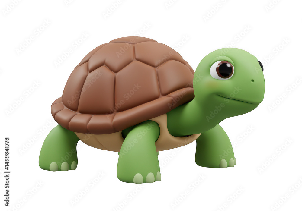 Fototapeta premium Adorable turtle toy illustration for kids and animal lovers art on transparent background