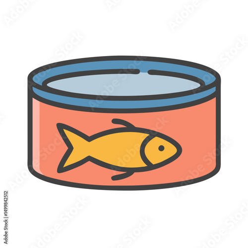 Colorful Canned Tuna Icon in Flat Style