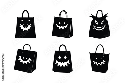 Halloween sopping Bag silhouette vector bundle  illustration, Halloween sopping Bag silhouette 