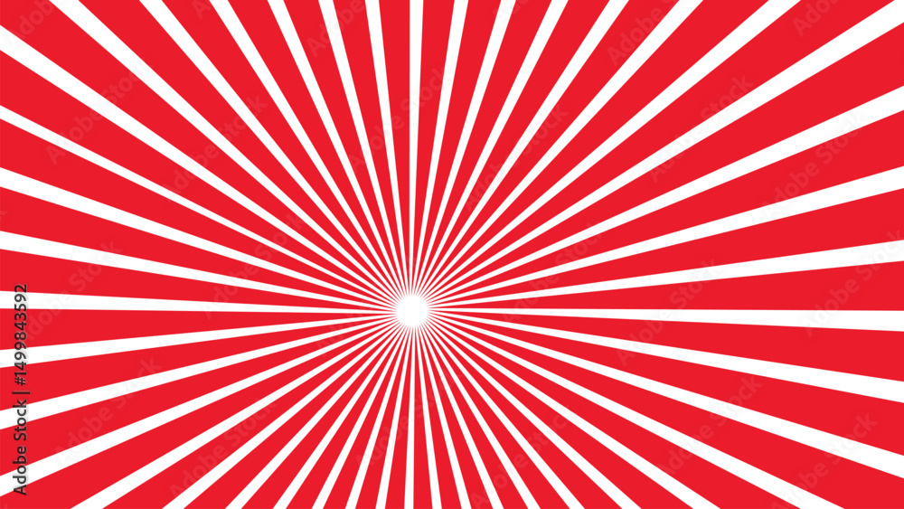 Fototapeta premium Red sun rays retro with paper texture background.