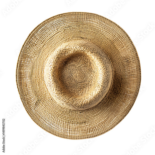 Airy Straw Hat with a Lightweight Construction Isolated on Transparent Background