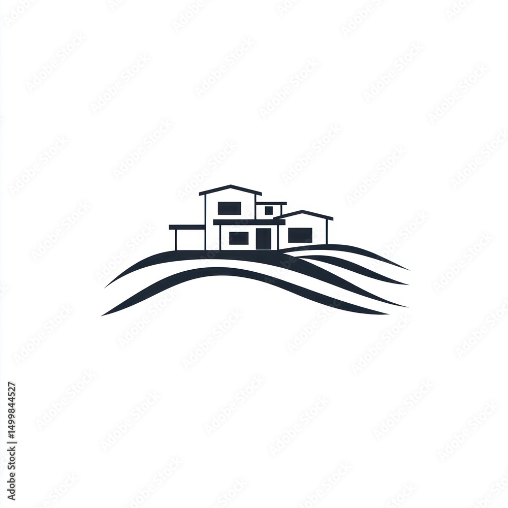 Obraz premium Hilltop homes, real estate, idyllic landscape, peaceful background, perfect for brochures