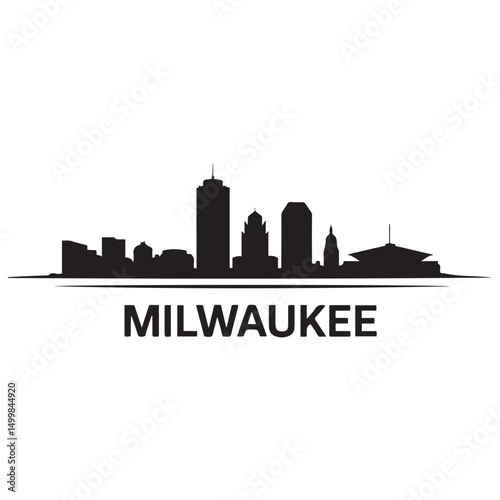 Milwaukee skyline horizontal banner. Black Milwaukee, Wisconsin. Vector template for your design. Vector black silhouette. with white background