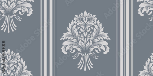 Damask seamless pattern element. Vintage classical old fashioned damask ornament, seamless texture for wallpapers, textile.