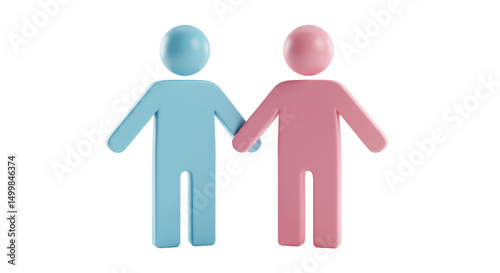 Isolated Gender Symbols Holding Hands (Boy and Girl)