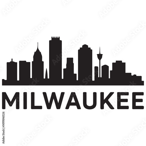 Milwaukee skyline horizontal banner. Black Milwaukee, Wisconsin. Vector template for your design. Vector black silhouette. with white background