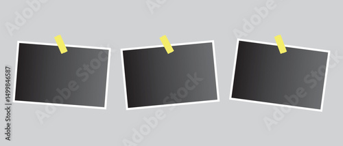 set of template and abstract photo frame icon, blank photo frames on white background, vector illustration.