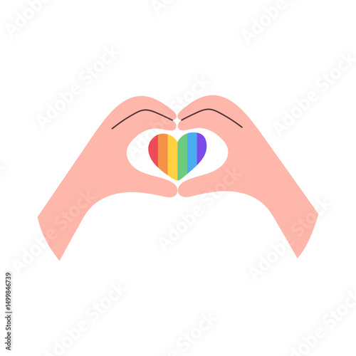 LGBTQ heart and hand. Symbol of LGBTQ. Pride month. Vector illustration.