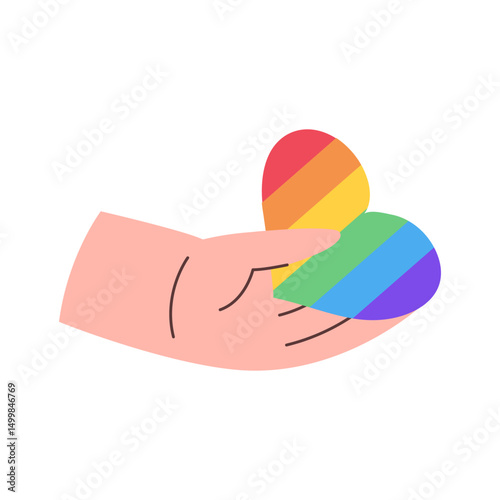 LGBTQ heart and hand. Symbol of LGBTQ. Vector illustration.