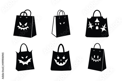 Halloween sopping Bag silhouette vector bundle  illustration, Halloween sopping Bag silhouette 