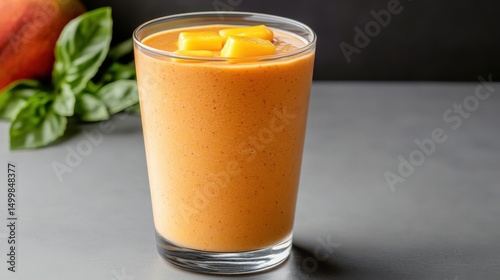 Refreshing Smoothie in Glass Surrounded by Juicy Fresh Peaches Ready to Enjoy