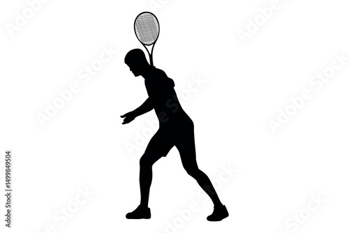 Silhouette of a male tennis player preparing to hit a forehand shot