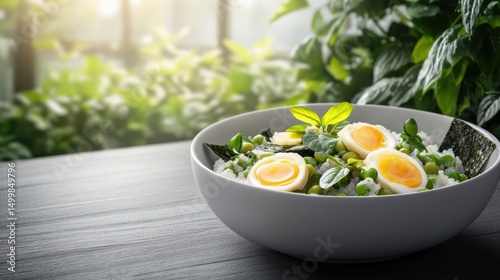 Delicious Bowl Filled with Fresh Greens and Eggs for a Healthy Meal