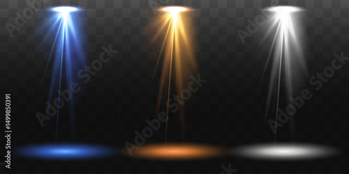 Spotlight effect. Stage spotlights for holidays, concerts. Vector illustration eps 10.