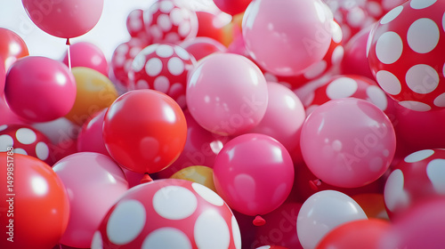 Colorful Pink And Red Polka Dot Balloons